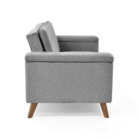 Sofá Carter Gris y Matiz Caoba 150x84cm de Dos Puestos y con Apoya Brazos - SOFAS Y POLTRONAS | Bylmo