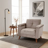 Poltrona Carter Taupe y Matiz Caoba 84x84cm de Un Puestos y con Apoya Brazos - SOFAS Y POLTRONAS | Bylmo
