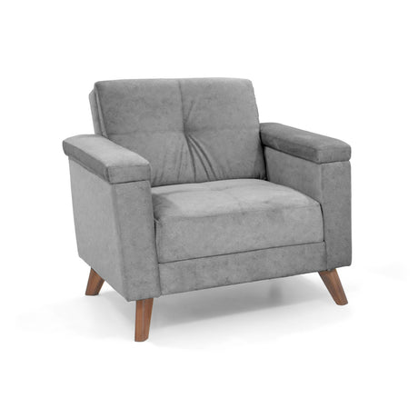 Poltrona Carter Gris y Matiz Caoba 84x84cm de Un Puestos y con Apoya Brazos - SOFAS Y POLTRONAS | Bylmo
