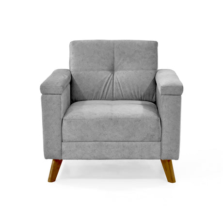 Poltrona Carter Gris y Matiz Caoba 84x84cm de Un Puestos y con Apoya Brazos - SOFAS Y POLTRONAS | Bylmo