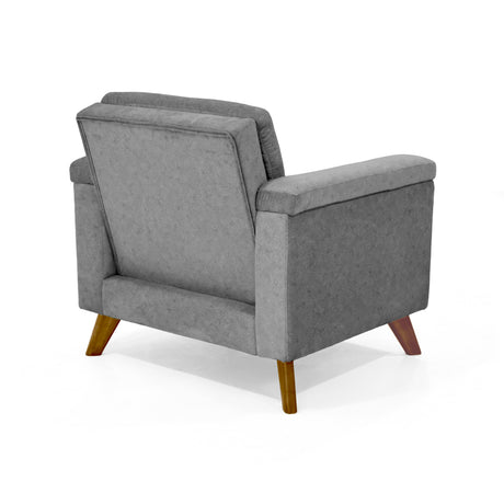 Poltrona Carter Gris y Matiz Caoba 84x84cm de Un Puestos y con Apoya Brazos - SOFAS Y POLTRONAS | Bylmo