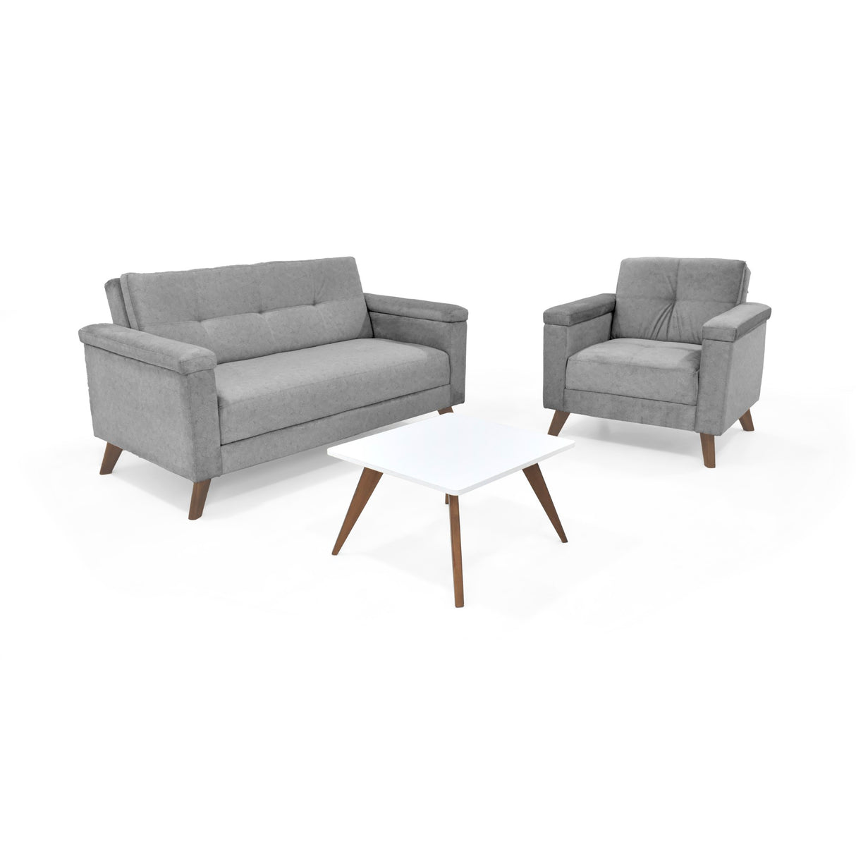 Sala Carter Gris y Blanco 150x84cm de Tres Puestos y con Apoya Brazos - SOFAS Y POLTRONAS | Bylmo