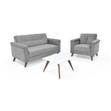 Sala Carter Gris y Blanco 150x84cm de Tres Puestos y con Apoya Brazos - SOFAS Y POLTRONAS | Bylmo
