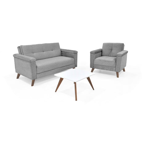 Sala Carter Gris y Blanco 150x84cm de Tres Puestos y con Apoya Brazos - SOFAS Y POLTRONAS | Bylmo