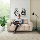Sofá Miami Beige y Matiz Caoba 171x81cm de Dos Puestos y con Apoya Brazos - SOFAS Y POLTRONAS | Bylmo