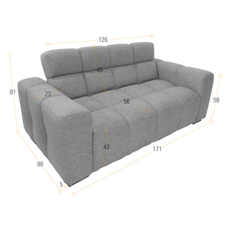 Sofá Miami Plata y Matiz Caoba 171x81cm de Dos Puestos y con Apoya Brazos - SOFAS Y POLTRONAS | Bylmo