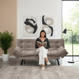 Sofá Cama Milan Taupe y Negro Metálico 176x78cm de Tres Puestos y Sin Apoya Brazos - SOFAS Y POLTRONAS | Bylmo