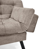 Sofá Cama Milan Taupe y Negro Metálico 176x78cm de Tres Puestos y Sin Apoya Brazos - SOFAS Y POLTRONAS | Bylmo