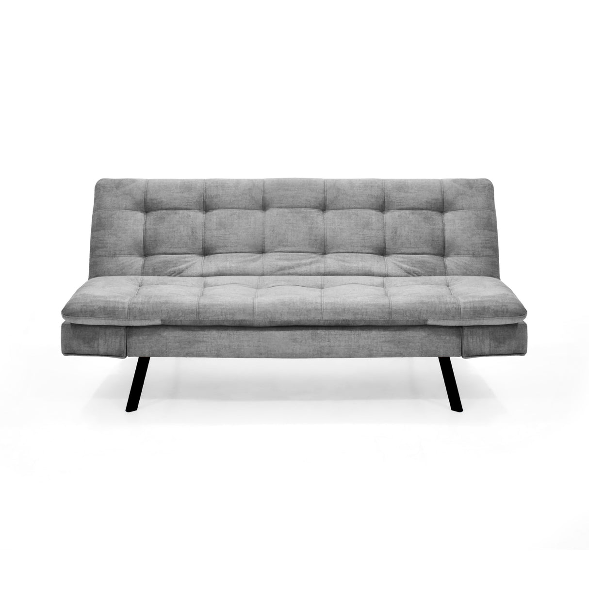 Sofá Cama Milan Gris y Negro Metálico 176x78cm de Tres Puestos y Sin Apoya Brazos - SOFAS Y POLTRONAS | Bylmo