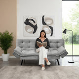 Sofá Cama Milan Gris y Negro Metálico 176x78cm de Tres Puestos y Sin Apoya Brazos - SOFAS Y POLTRONAS | Bylmo