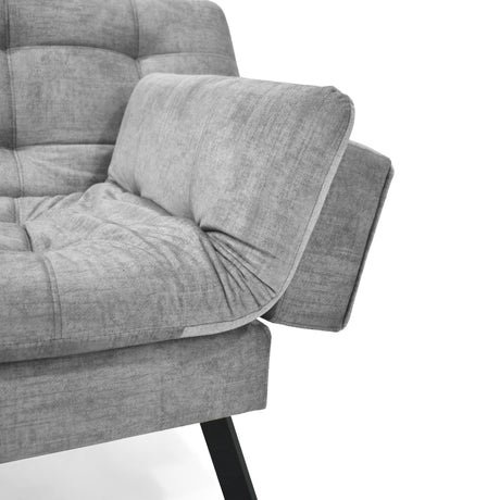 Sofá Cama Milan Gris y Negro Metálico 176x78cm de Tres Puestos y Sin Apoya Brazos - SOFAS Y POLTRONAS | Bylmo