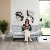 Sofá Cama Milan Plata y Negro Metálico 176x78cm de Tres Puestos y Sin Apoya Brazos - SOFAS Y POLTRONAS | Bylmo