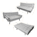 Sofá Cama Milan Plata y Negro Metálico 176x78cm de Tres Puestos y Sin Apoya Brazos - SOFAS Y POLTRONAS | Bylmo