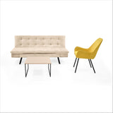 Sala Milan Beige y Mostaza 176x78cm de Cuatro Puestos y Sin Apoya Brazos - SOFAS Y POLTRONAS | Bylmo