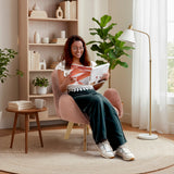 Poltrona Sibu Salmón y Matiz Natural 77x79cm de Un Puestos y con Apoya Brazos - SOFAS Y POLTRONAS | Bylmo
