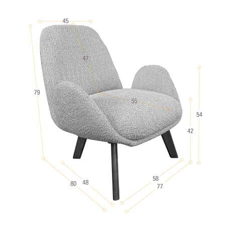 Poltrona Sibu Salmón y Matiz Natural 77x79cm de Un Puestos y con Apoya Brazos - SOFAS Y POLTRONAS | Bylmo