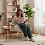 Poltrona Sibu Taupe y Matiz Natural 77x79cm de Un Puestos y con Apoya Brazos - SOFAS Y POLTRONAS | Bylmo