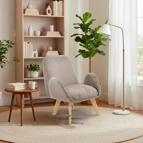 Poltrona Sibu Taupe y Matiz Natural 77x79cm de Un Puestos y con Apoya Brazos - SOFAS Y POLTRONAS | Bylmo