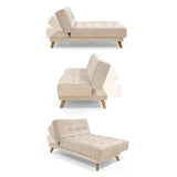 Sofá Cama Petra Beige y Matiz Caoba 177x83cm de Tres Puestos y Sin Apoya Brazos - SOFAS Y POLTRONAS | Bylmo