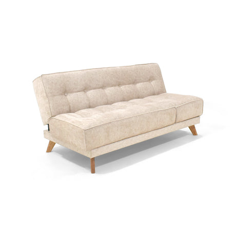 Sofá Cama Petra Beige y Matiz Caoba 177x83cm de Tres Puestos y Sin Apoya Brazos - SOFAS Y POLTRONAS | Bylmo