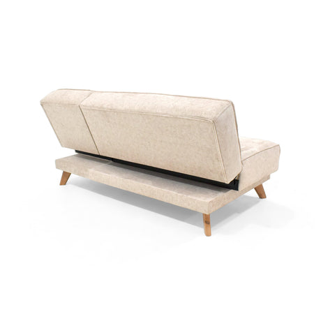 Sofá Cama Petra Beige y Matiz Caoba 177x83cm de Tres Puestos y Sin Apoya Brazos - SOFAS Y POLTRONAS | Bylmo