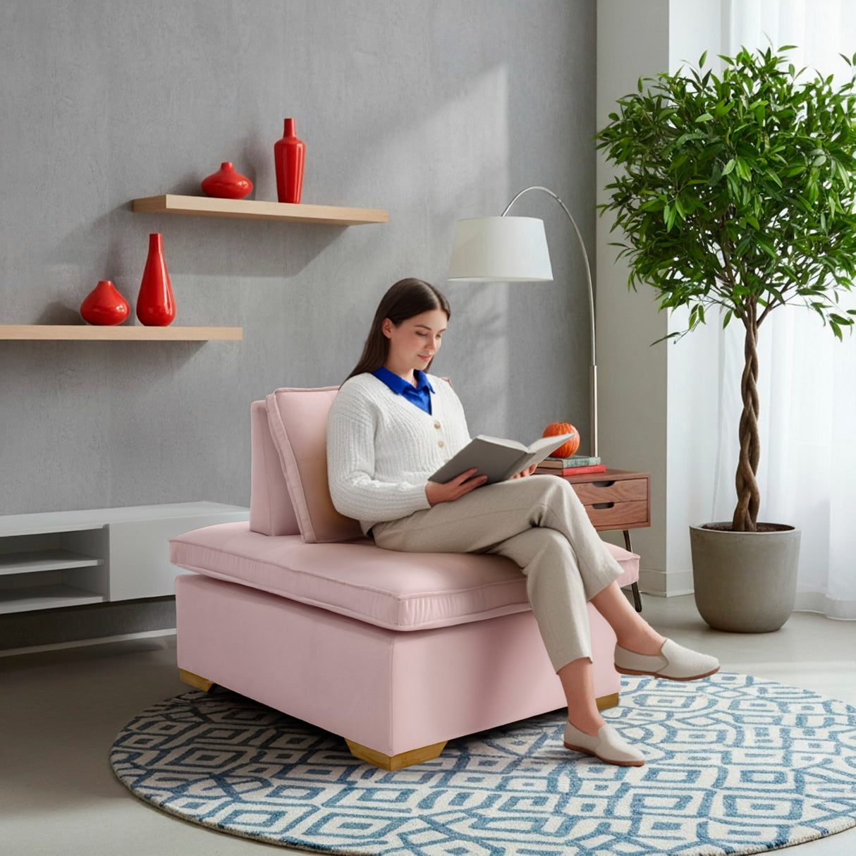 Set x 2 Poltronas Ventury Rosa y Matiz Caoba 83x86cm de Dos Puestos y Sin Apoya Brazos - SOFAS Y POLTRONAS | Bylmo
