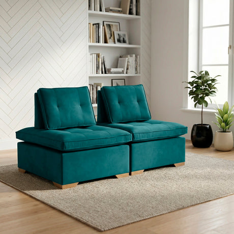 Set x 2 Poltronas Ventury Petróleo y Matiz Caoba 83x86cm de Dos Puestos y Sin Apoya Brazos - SOFAS Y POLTRONAS | Bylmo