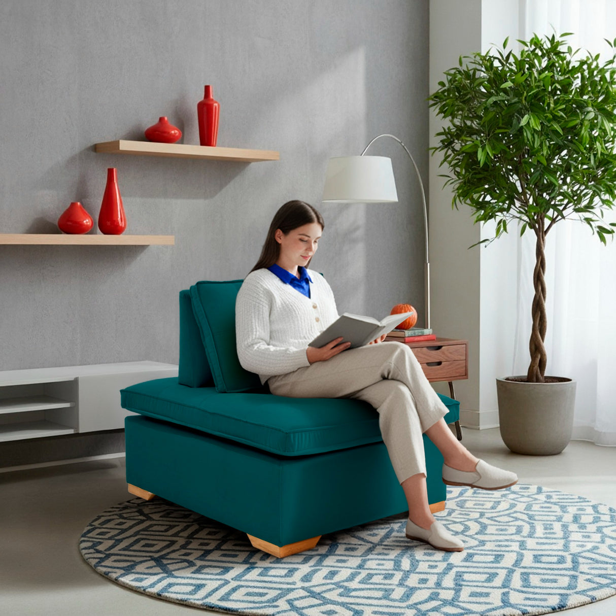 Set x 2 Poltronas Ventury Petróleo y Matiz Caoba 83x86cm de Dos Puestos y Sin Apoya Brazos - SOFAS Y POLTRONAS | Bylmo