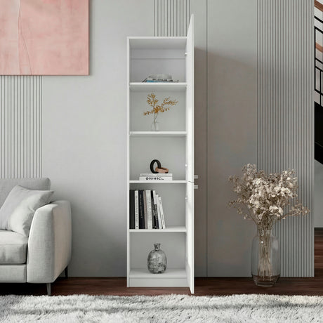 Estantería Home Blanco 45x180.6cm Rectangular con Tres Entrepaños y Dos Puertas - BIBLIOTECAS Y ESTANTERIAS | Bylmo