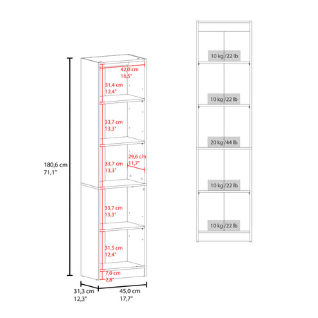 Estantería Home Blanco 45x180.6cm Rectangular con Tres Entrepaños y Dos Puertas - BIBLIOTECAS Y ESTANTERIAS | Bylmo