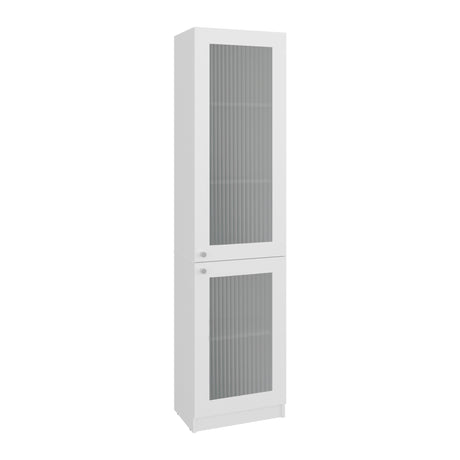 Estantería Home Blanco 45x180.6cm Rectangular con Tres Entrepaños y Dos Puertas con Vidrio - BIBLIOTECAS Y ESTANTERIAS | Bylmo