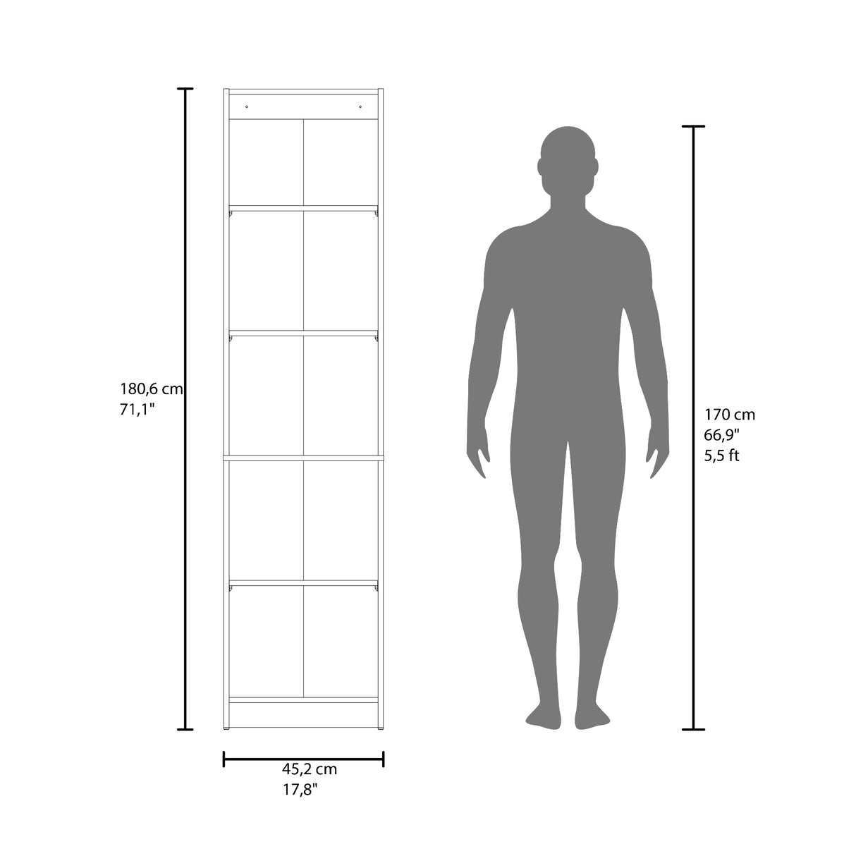 Estantería Home Blanco 45x180.6cm Rectangular con Tres Entrepaños y Dos Puertas con Vidrio - BIBLIOTECAS Y ESTANTERIAS | Bylmo