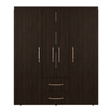 Closet Bariloche Nogal 150.3x177.9cm con Cuatro Puertas y con Dos Cajones - CLOSETS | Bylmo