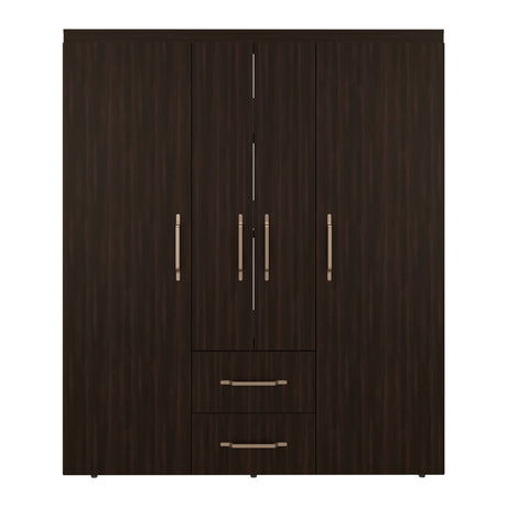 Closet Bariloche Nogal 150.3x177.9cm con Cuatro Puertas y con Dos Cajones - CLOSETS | Bylmo