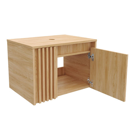 Mueble para Lavamanos Nori Miel 60x41.5cm Flotante Individual sin Lavamanos con Un Cajón y Dos Puertas - MUEBLES PARA LAVAMANOS | Bylmo