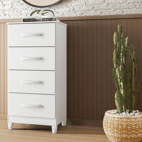 Cómoda Mobi Blanco 50x105cm de Cuatro Hileras con Cuatro Cajones - CAJONERAS Y COMODAS | Bylmo