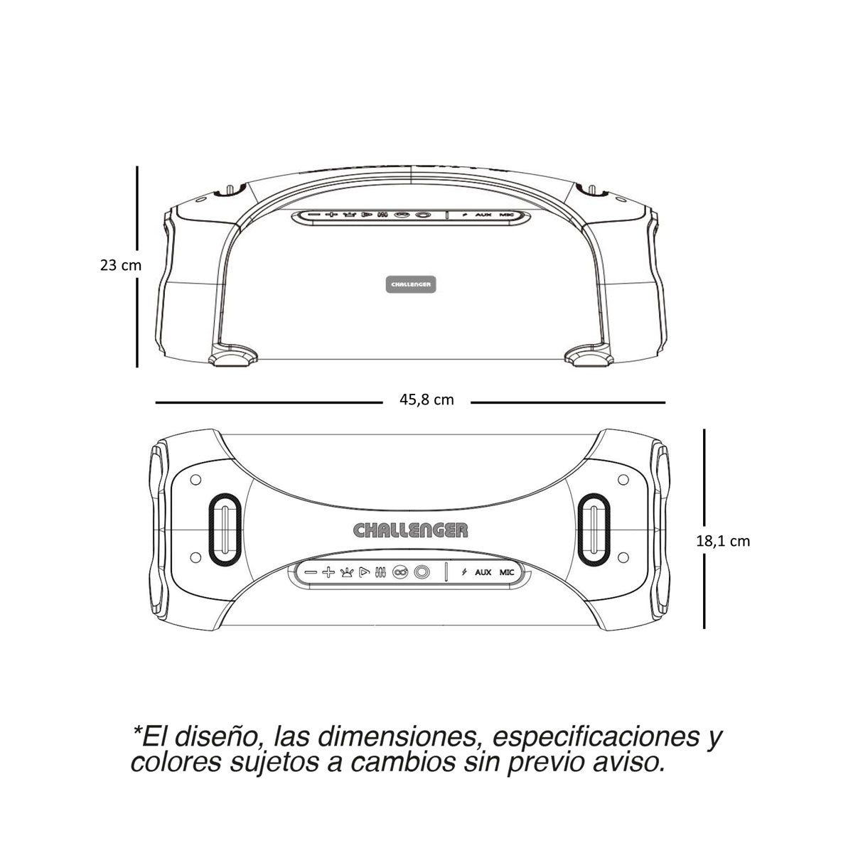 Parlante Portátil Challenger Negro 18.1x23cm Portatil con Conexión Bluetooth - PARLANTES | Bylmo