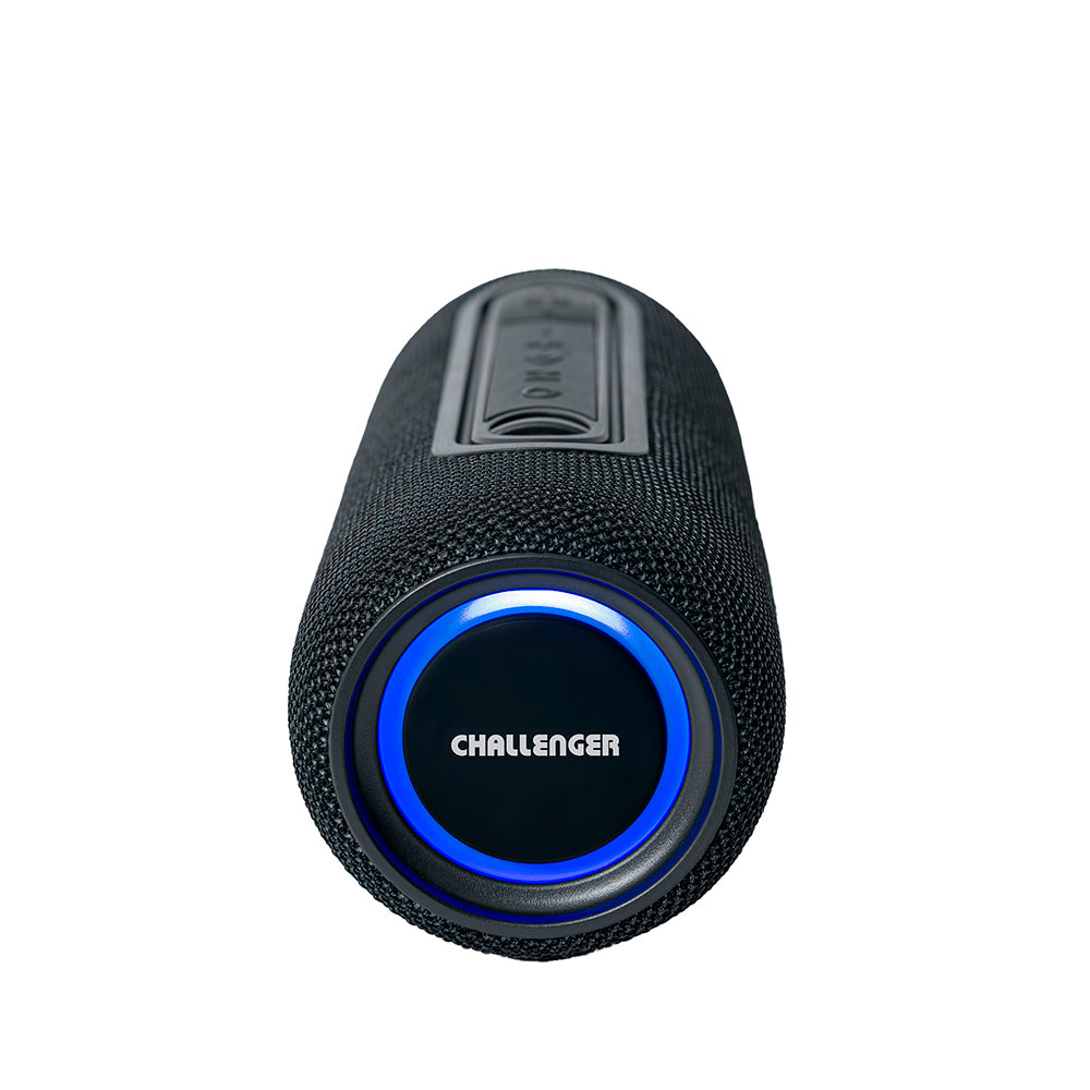 Parlante Portátil Challenger Negro y Azul 9.2x9.2cm Portatil con Conexión Bluetooth - PARLANTES | Bylmo