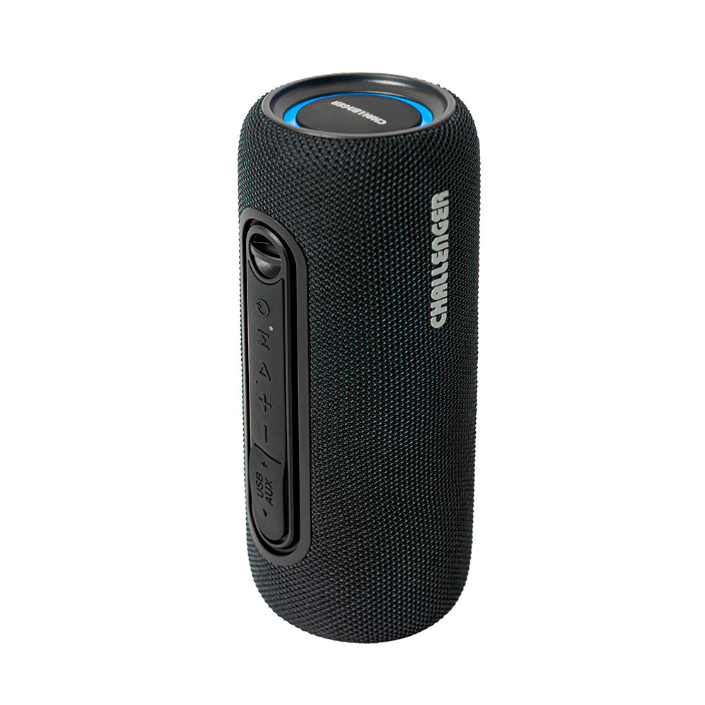 Parlante Portátil Challenger Negro y Azul 9.2x9.2cm Portatil con Conexión Bluetooth - PARLANTES | Bylmo