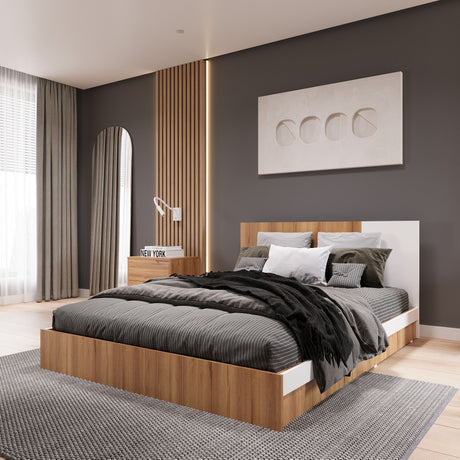 Base Cama Florencia Duna y Blanco 146x81cm para Cama Doble 140 X 200 Cm con Cabecero - CAMAS | Bylmo