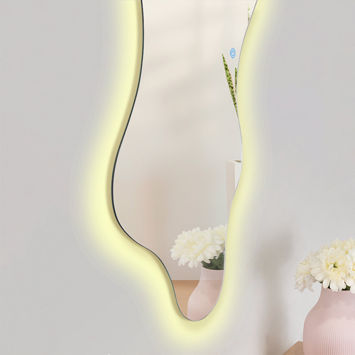 Espejo de Pared Dominic 50x100cm Asimetrico Flotado sin Marco con Luz Led Touch - ESPEJOS DE PARED | Bylmo