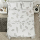 Juego de Sabanas Leaf Gray Blanco para colchón Sencillo 100 X 190 Cm 200 Hilos Con Elastico - SABANAS | Bylmo