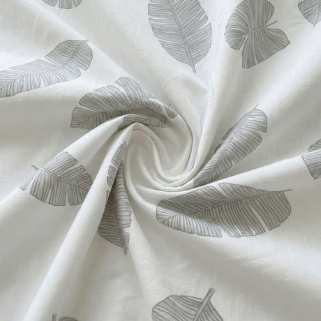 Juego de Sabanas Leaf Gray Blanco para colchón Doble 140 X 190 Cm 200 Hilos Con Elastico - SABANAS | Bylmo