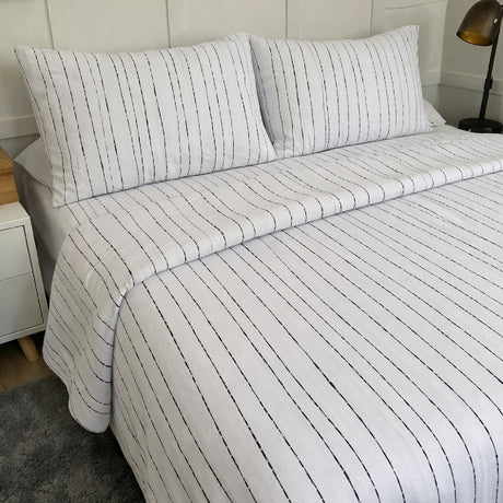 Juego de Sabanas Lunna Print Blanco para colchón Semidoble 120 X 190 Cm 200 Hilos Con Elastico - SABANAS | Bylmo