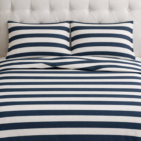 Juego de Sabanas Navy Print Blanco para colchón Sencillo 100 X 190 Cm 200 Hilos Con Elastico - SABANAS | Bylmo