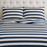 Juego de Sabanas Navy Print Blanco para colchón Queen 160 X 190 Cm 200 Hilos Con Elastico - SABANAS | Bylmo