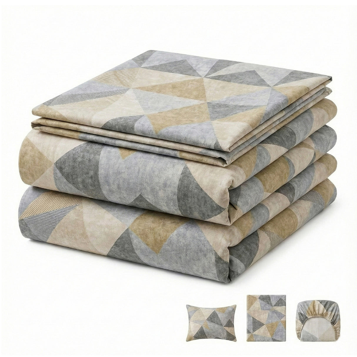 Juego de Sabanas Geo Café Print para colchón Semidoble 120 X 190 Cm 200 Hilos Con Elastico - SABANAS | Bylmo