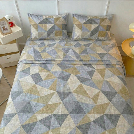 Juego de Sabanas Geo Café Print para colchón Semidoble 120 X 190 Cm 200 Hilos Con Elastico - SABANAS | Bylmo