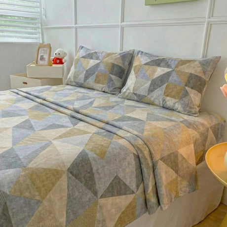 Juego de Sabanas Geo Café Print para colchón King 200 X 200 Cm 200 Hilos Con Elastico - SABANAS | Bylmo