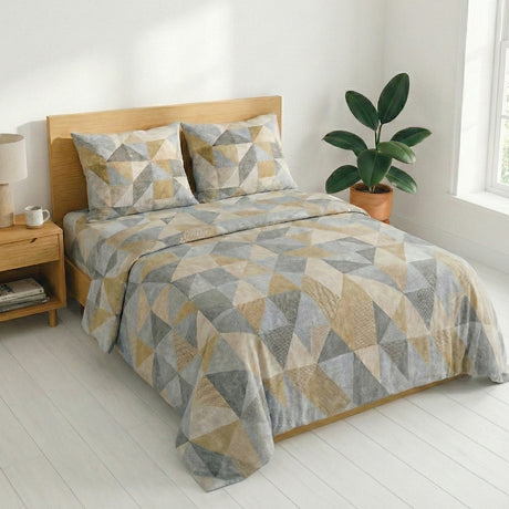 Juego de Sabanas Geo Café Print para colchón King 200 X 200 Cm 200 Hilos Con Elastico - SABANAS | Bylmo